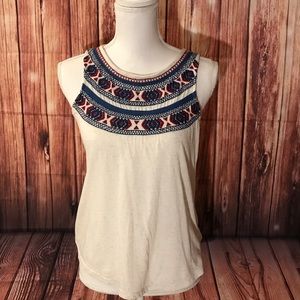 Lucky brand embroidered textured tank D25